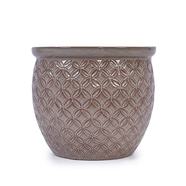 English Elm 3 Pieces Ceramic Flowerpot Set - Antique Yellow Planters For Indoor & Outdoor Garden Styling Decor W3273P321486