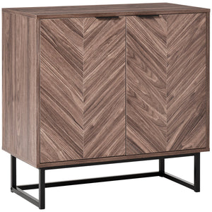 English Elm Homcom Modern Walnut Sideboard Buffet Cabinet With Chevron Doors, Adjustable Shelf For Stylish Storage W2225P217732