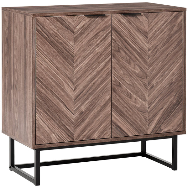 English Elm Homcom Modern Walnut Sideboard Buffet Cabinet With Chevron Doors, Adjustable Shelf For Stylish Storage W2225P217732