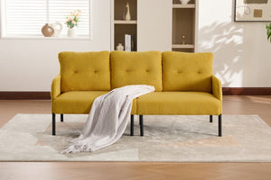 English Elm United We Win Corduroy Loveseat Plush Ergonomic Sofa with Spring Support Metal Legs Mustard Yellow W1568P410047