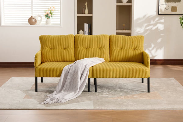 English Elm United We Win Corduroy Loveseat Plush Ergonomic Sofa with Spring Support Metal Legs Mustard Yellow W1568P410047