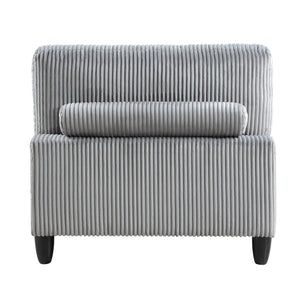 English Elm 5pc Modular Sectional Sofa Set in Corduroy Upholstery with Ottoman & Accent Pillows, Modern Luxe Gray 40 L x 40 W x 13.5 H B011S01560