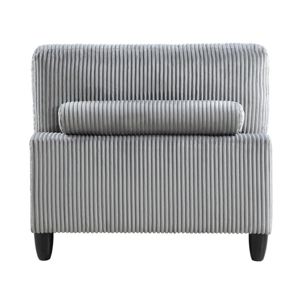English Elm 5pc Modular Sectional Sofa Set in Corduroy Upholstery with Ottoman & Accent Pillows, Modern Luxe Gray 40 L x 40 W x 13.5 H B011S01560