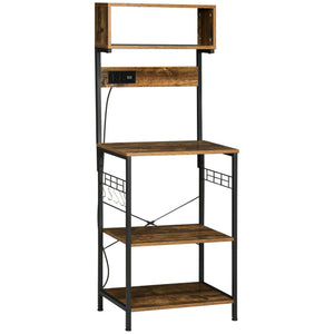English Elm HOMCOM Mobile Kitchen Island Cart with Solid Wood Top, Drawer, Cabinet & Towel Rack for Dining Room Rustic Brown W2225P217421