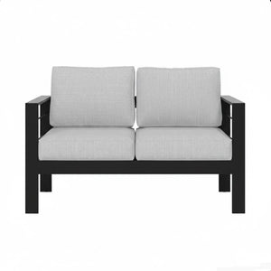 English Elm 50" Cast Aluminum Outdoor Loveseat with Uv Resistant Olefin Cushions for Patio Decks Black+ Gray B082P454973