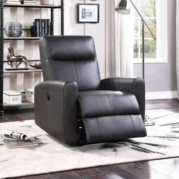 English Elm Top Grain Leather Power Motion Recliner Brown — Tufted Back, Sloped Arms, Modern Comfort & Durable Upholstery B016P317032