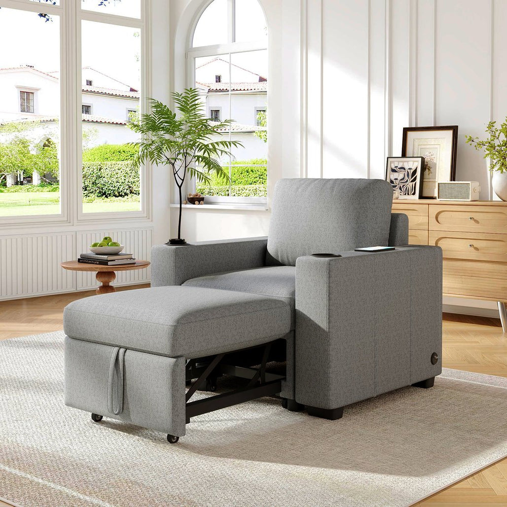 English Elm 101.2" Modular Chenille Sectional Sofa with Tufted Cushions and Deep Seating for Living Room Gray N719S001934E