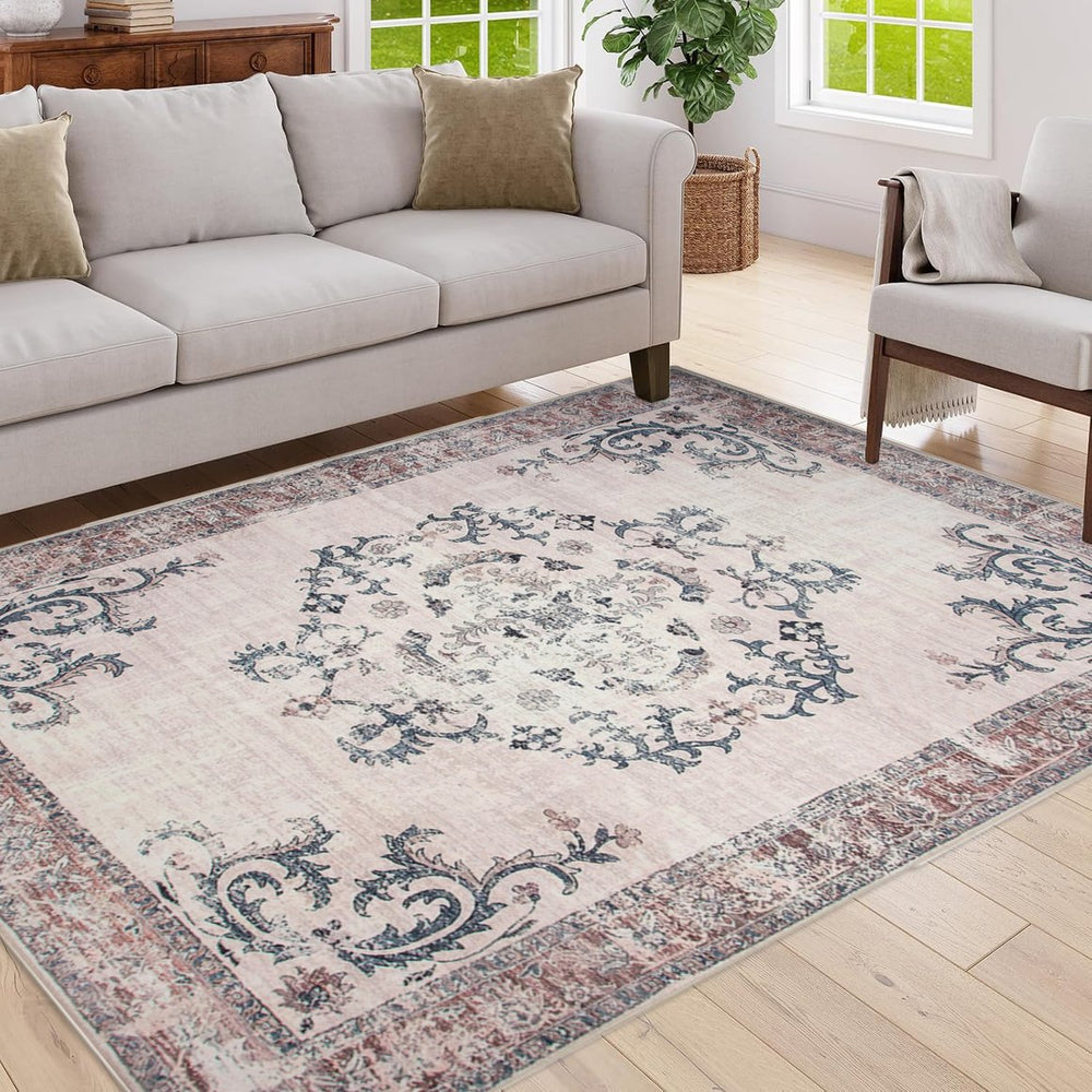 English Elm Vintage Bohemian 5x7 Washable Rug - Non-Slip, Non-Shedding Persian Design for Living Room, Bedroom, Dining W2907P265038