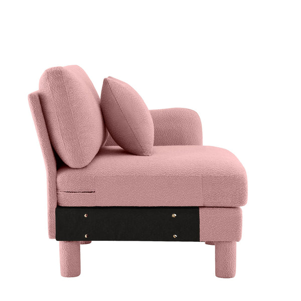 English Elm Lucas Boucle Upholstered Sofa with Curved Arms Foam Coil Cushions and Toss Pillows W3041P337433