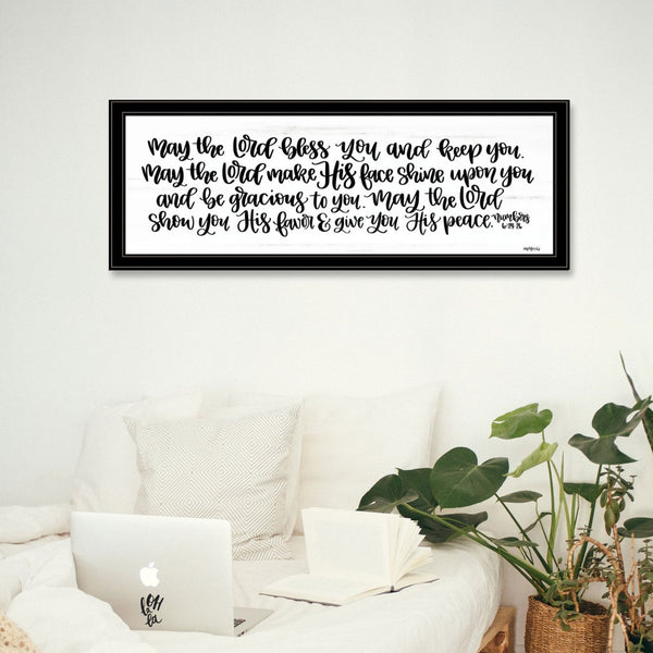 English Elm "may the Lord Bless You" Framed Typographic Wall Art Minimalist Faith Print B06788972