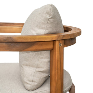 English Elm Christopher Knight Home® - Abaco Acacia Outdoor Barstool Set of 2 with Removable Gray Cushions, Rustic Curved Back Support Teak+ Beige N775P294071T
