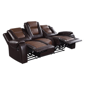 English Elm Modern Faux Leather Reclining Sofa with Console Cup Holders for Living Room B011P228564