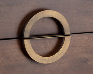 Sunpan Emery Handcrafted Nightstand with Soft Closing Drawers - Unique Design for Modern Bedrooms Antique Brass / Dark Mango