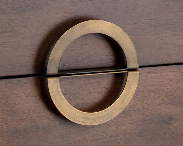 Sunpan Emery Handcrafted Nightstand with Soft Closing Drawers - Unique Design for Modern Bedrooms Antique Brass / Dark Mango