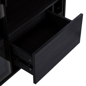 English Elm 51.2'' Freestanding Display Cabinet With Led Lighting & Adjustable Shelves - Modern Storage Solution For Home & Office N845P261794B