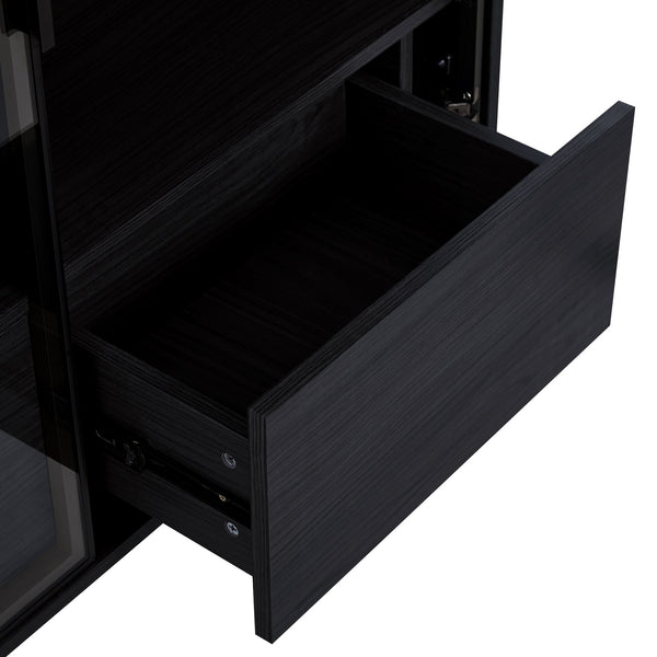 English Elm 51.2'' Freestanding Display Cabinet With Led Lighting & Adjustable Shelves - Modern Storage Solution For Home & Office N845P261794B