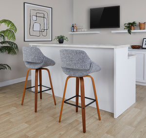 English Elm Fixed-height Industrial Counter Stools Tufted Faux Leather Black Metal Set of 2 B202S02158