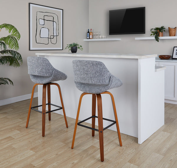 English Elm Fixed-height Industrial Counter Stools Tufted Faux Leather Black Metal Set of 2 B202S02158
