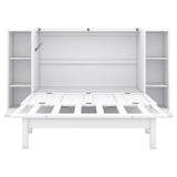 Hearth and Haven Reed Full Size Murphy Bed with Shelves, 2 Drawers and USB Ports, White LP000567AAK