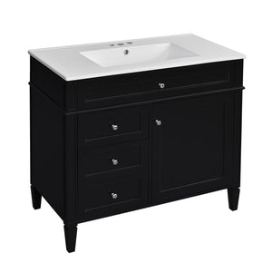 English Elm 36'' Modern Bathroom Vanity With Ceramic Sink, Elegant Storage Cabinet & 2 Drawers For Essentials N710P230246B