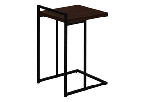 English Elm Accent Table, C-Shaped Side Table For Living Rooms & Bedrooms, Espresso Laminate With Black Metal Base B2710P219374