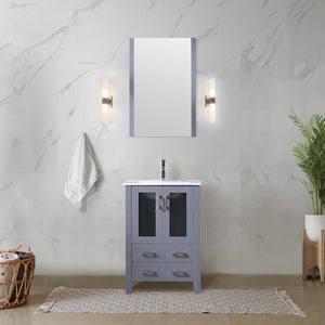 English Elm Dark Grey Bath Vanity Set With White Ceramic Top, Mirror & Smart Storage For Compact Spaces B2731S00720