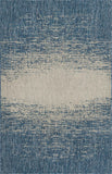 Unique Loom Outdoor Modern Ombre Machine Made Abstract Rug Blue, Ivory 5' 1" x 8' 0"