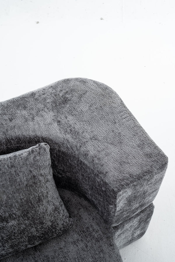 English Elm 3 Seater Convertible Sofa Bed with Chenille Upholstery and High-Density Sponge for Superior Comfort and Support Grey T3903P379835