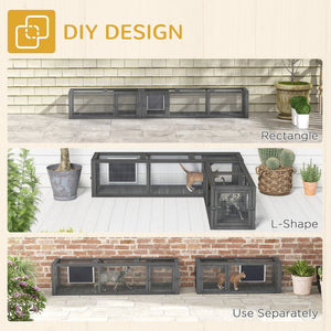 English Elm Pawhut Versatile 98" Wooden Cat Tunnel With 8 Doors - Perfect For Outdoor Play And Exploration! W2225P200583-GIGA