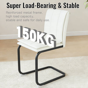 English Elm Modern Pu Leather Cantilever Dining Chairs Set of 4 with Steel Arc Frame for Kitchen W5123P454210