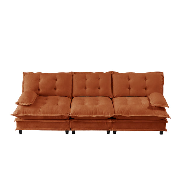English Elm 107" Modular Cloud Sectional Sofa Deep Seat Chenille Upholstered Living Room Couch Orange W714S01737