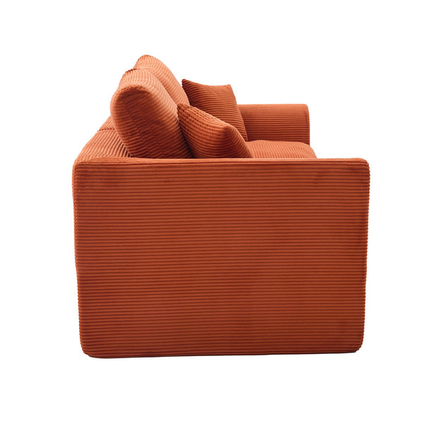 English Elm UNITED Cloud Couch Modular Sectional Sofa with Corduroy Cover, Ergonomic 2-Seater, No Assembly Needed Orange W1568P371118