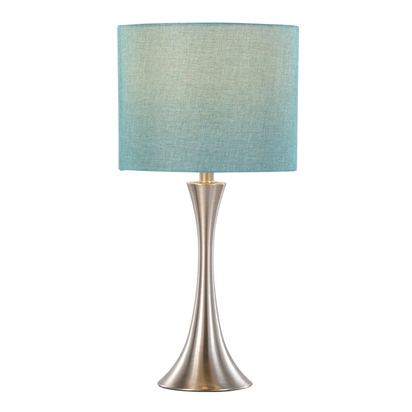 English Elm 24" Brushed Nickel Hourglass Table Lamp Set Turquoise Linen Shade Bedroom Pair B202P224071