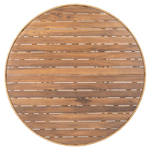 English Elm Durable Outdoor Round Acacia Wood Wicker Dining Table Seats Six Patio Entertainer Teak N770P345268T