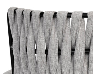 Sunpan SARAI Dining Armchair - Modern Woven Backrest, Heather Grey Upholstery & Durable Steel Frame 106187