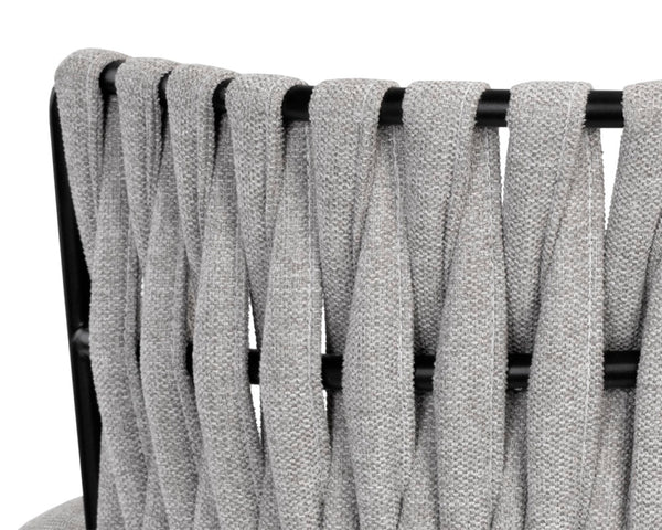 Sunpan SARAI Dining Armchair - Modern Woven Backrest, Heather Grey Upholstery & Durable Steel Frame 106187