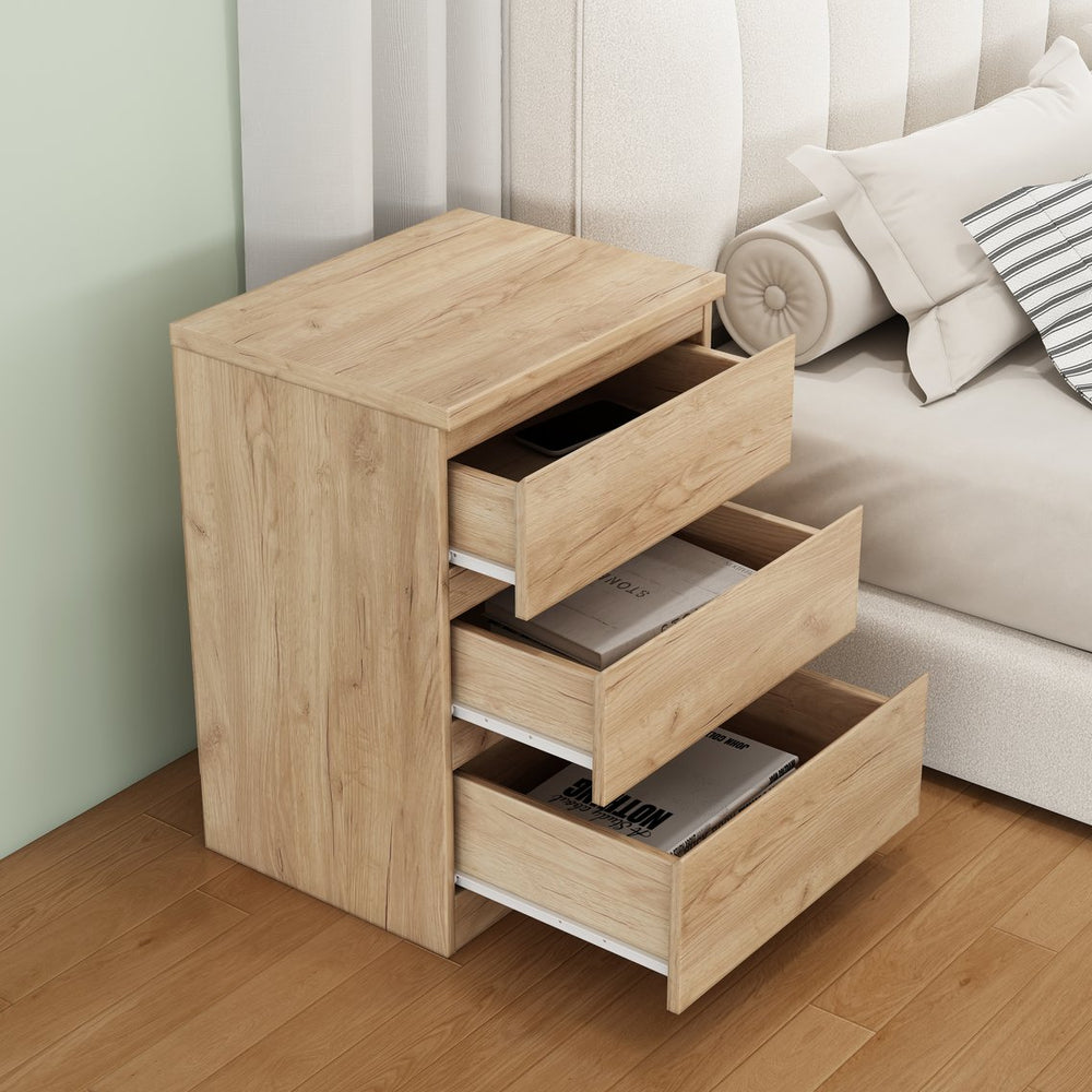 English Elm 19.7-inch Matte Finish Nightstand with Touch Release Drawers for Minimalist Bedrooms W3151P407889