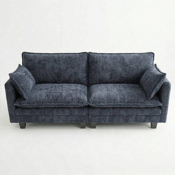 English Elm Modern Chenille Upholstered Loveseat with Usb Ports and Pockets for Compact Living Blue W2519P486415