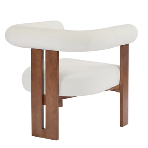 English Elm Christopher Knight Home® - Modern Upholstered Round Arm Accent Chair with Velvet Finish, Elegant Curved Back and Three Legs Design Beige 30.5 L x 29 W x 14.5 H N776P216194I