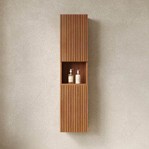 English Elm Mitch Tall Wall Mounted Bathroom Cabinet Oak Woodgrain Slim Storage with Shelves W2615S00520