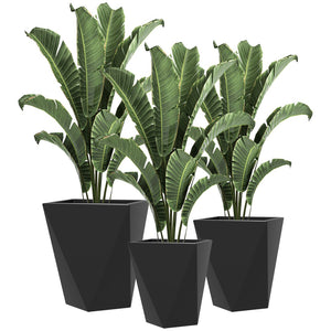 English Elm Outsunny Set Of 3 Stackable Tall Planters - Modern Mgo Pots With Drainage For Indoor & Outdoor Use W2225P174498-GIGA
