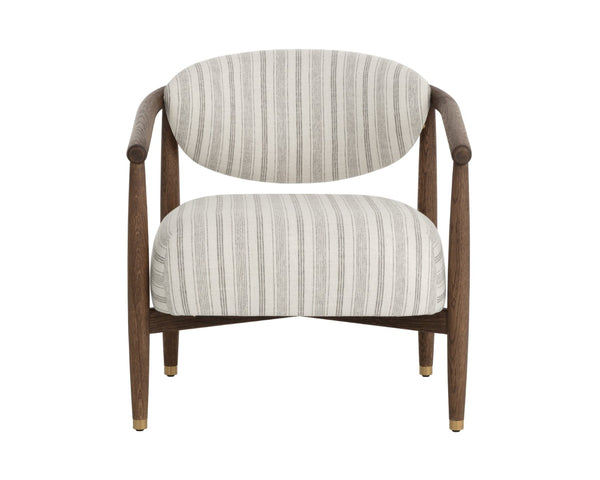 Sunpan SIGRID Lounge Chair - Elegant Antique Brown with Striped Upholstery for Timeless Comfort and Style 112740