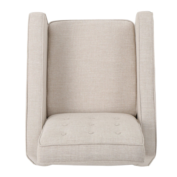 English Elm Christopher Knight Home® - Fabric Recliner Chair Mid-Century Modern Pushback Single Sofa with Tufted Cushion, Birch Legs, Cozy Comfort Wheat 60741.00WET