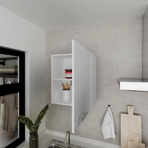 English Elm Wall Cabinet Dennard White — Space-Saving Wall-Mounted Kitchen Storage with 2 Spacious Shelves & Metal Handle B092P238702