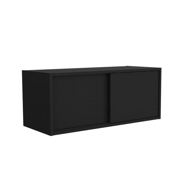 English Elm Wall Engineered Wood Cabinet with Single Door and Two Shelves for Kitchen Storage, Modern Durable Design Black 33.86 L x 14.17 W x 3.54 H B097P250893