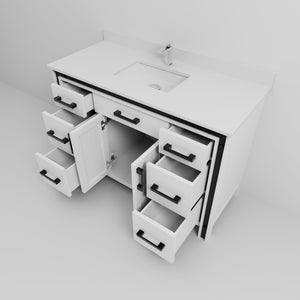 English Elm White Bath Vanity With Cultured Marble Top, Chrome Faucet, Soft-Close Drawers & Ample Storage B2731P260604-GIGA