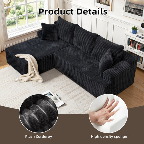 English Elm Modern Chenille Sectional Sofa with Chaise Modular L Shaped Living Room Set W3653P443453