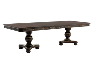 English Elm Royal Russian Hill Extendable Dining Table Double Pedestal Cherry with Gold Tipping, 44"-112" Elegant Traditional Design B011S01933