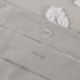 Madison Park Veronica Shabby Chic 3 Piece Tufted Cotton Chenille Floral Duvet Cover Set MP12-6394 Warm Grey/White