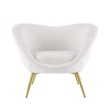 Christopher Knight Home® - Noble House - - Modern Accent Chair For Living Room, Lounge Chair For Bedroom With Gold Metal Legs, Vanity Chair For Makeup Room, Teddy Velvet, Cream White